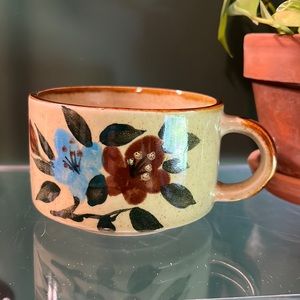 Vintage Glazed Floral Stoneware Mug